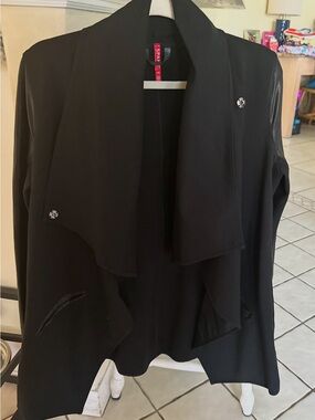 SPANX Black Draped Open-Front Blazer Jacket